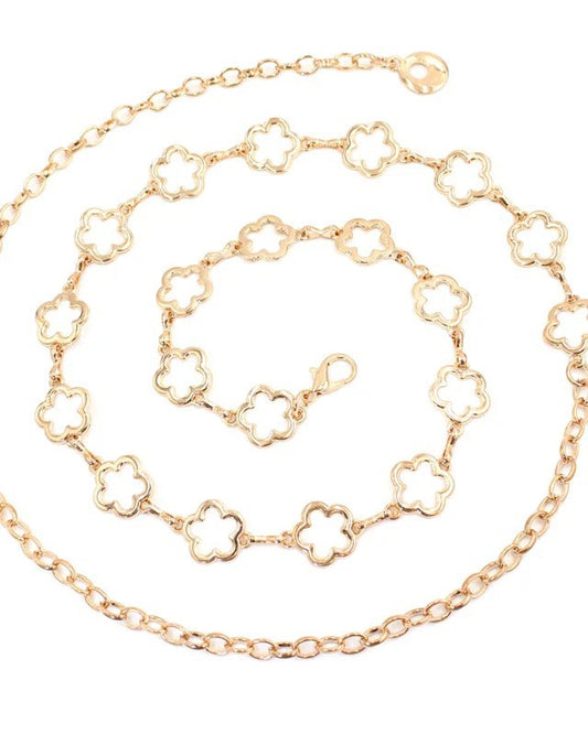 Versatile metal flower waist chain